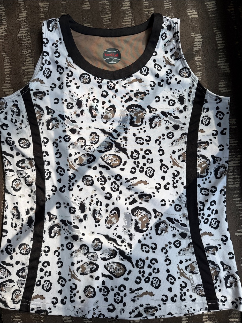 bolle White Leopard-Print Athletic Tank with Black Trim